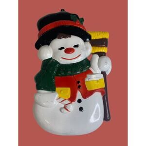 Plastic Snowman Hanging Wall Decor Winter Retro 12 Inches